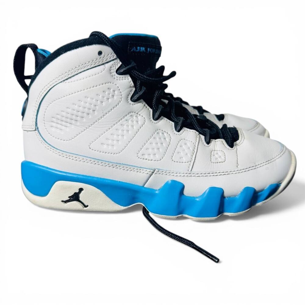 Nike Air Jordan 9 Retro White Blue Black Youth Size 4.5Y Sneakers Shoes